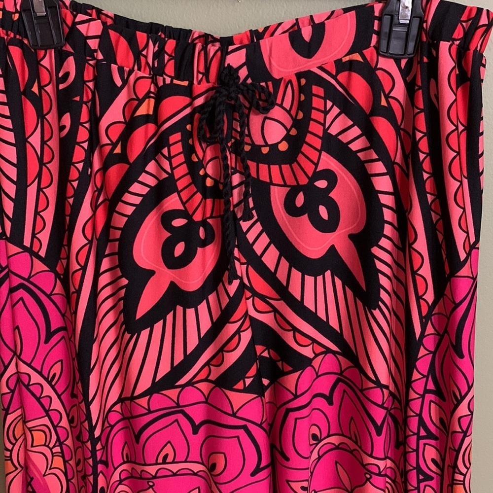 Bold Pink and Orange Paisley Palazzo Pants - Picture 2 of 5